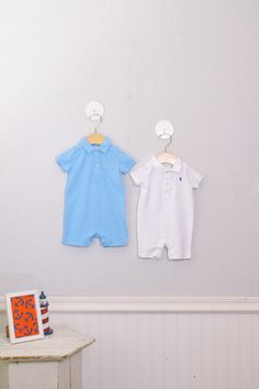 Two polo collared rompers for boys 3-6 mo. Going Out, Open Shoulder Tops, Second Hand