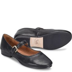 Kacey | Sofft Shoe Cute Black Shoes For Women, Formal Fall Mary Janes With Round Toe, Leather Low Heel Mary Janes For Fall, Leather Mary Jane Ballet Flats With Round Toe, Leather Ballet Flats With Round Toe, Formal Fall Mary Janes With Flat Heel, Leather Mary Janes With Penny Strap For Spring, Elegant Leather Mary Janes For Fall, Fitted Ballet Flats With Rubber Sole And Round Toe