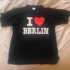 Bought In Berlin Never Worn Adult Small Berlin City, Black Tshirt, Berlin, Colorful Shirts, Long Sleeve Tees, Womens Tops, Tops & Tees, I Love, T Shirts For Women