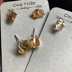 Gorgeous and dainty raw citrine gemstones shine set in these sterling silver stud earrings. So simple and so perfect for everyday wear. These natural stones are all different but similar to photos and average between 9-12 mm. November’s birthstone citrine, is the variety of quartz that ranges from pale yellow to brownish orange in color. It takes its name from the citron fruit because of these lemon-inspired shades.Citrine is sometimes known as the “healing quartz” for its ability to comfort, so Citrine Earrings Studs, Raw Stone Earring, Raw Stone Jewelry, Raw Citrine, Citrine Jewelry, Citrine Earrings, Gemstone Stud Earrings, Sterling Silver Stud Earrings, Birthstone Earring