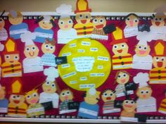 a bulletin board with many different people on it