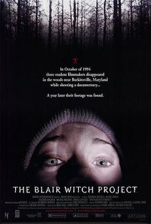 the blair witch project movie poster with an evil looking person peeking out from behind