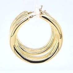 These wave hoop earrings are crafted in 18 Karat yellow gold and feature an electroform design. Measuring 1.75 inches diameter, these hoop earrings have pierced posts with hinged closure. Yellow Gold Round Earrings With A Modern Twist, Modern Twist Yellow Gold Round Earrings, Modern Small Hoop Hinged Earrings, Modern Small Hinged Hoop Earrings, Modern Yellow Gold Hoop Earrings With Shiny Finish, 14k Gold Hoop Earrings With A Modern Twist, Yellow Gold Hoop Earrings With A Modern Twist, Modern Twist Yellow Gold Hoop Earrings, Modern Twist 14k Gold Hoop Earrings