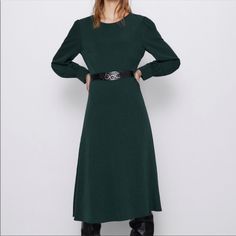 New With Tags. Sold Out Style. Zara Emerald Green Midi Dress. Ships Same Or Next Day. Smoke Free And Pet Free Home. Always Open To Reasonable Offers. Emerald Green Midi Dress, Dress With Long Sleeves, Green Midi Dress, Zara Dresses, Covered Buttons, Emerald Green, Side Zip, Colorful Dresses, High Neck Dress