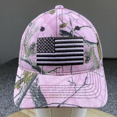 I just added a new item to eBay, Realtree Hat Cap Womens Strap Back Pink Camo American Flag Embroidered Hunting! #eBay #eBaySeller