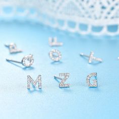 HX Jewelry: Dainty Diamond Initial Stud Earring, Solid 18K Gold, Letters A - Z, Mix and Match Personalized Initial Earrings, Personalized Gift IMPORTANT: This is sold as a SINGLE ear stud. You can choose 2 different letters for one pair. < I T E M ∙ S P E C I F I C A T I O N S > * Metal Type: Solid 18k Gold (14k/9k Gold or Platinum available upon request) * Metal Color: 18k White Gold, 18k Yellow Gold, or 18k Rose Gold (you can choose) * Diamond Type: Genuine, Natural, 100% Conflict Free D Colored Diamond Jewelry, Initial Earrings Studs, Initial Earrings, Jewelry Dainty, Etsy Personalized Gifts, Ear Stud, Diamond Flower, Gold Letters, Personalized Initials