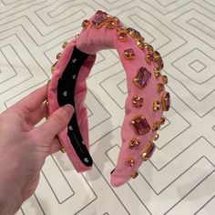 Adult Size Headband With Knot Top. Pink Velvet Material With Large Pink Crystal Detail. Like New Condition Just Didn't Work For Me. No Trades. Luxury Adjustable Pink Headpieces, Lele Sadoughi Headband, Rose Quartz Headband, Luxury Pink Headband Headpiece, Adjustable Pink Headband, Lele Sadoughi, Velvet Material, Pink Velvet, Knot Headband