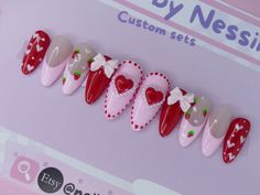 Hi there! Welcome to my Etsy store, Nails by Nessii 💓 Every set is handmade with love from Australia!  All orders posted within Australia will be shipped for $4 🚀 🌸IMPORTANT - PLEASE READ BEFORE PURCHASING🌸 All sets are made with GEL nail polish, ensuring your manicure is chip and smudge free!  Therefor, these nails are reusable if the correct application and removal methods were used!  🍓Application🍓 Each set comes with 10 handmade press on nails, expansions are available!  Your package co Elegant Picnic, Square Nail, Cute Valentines Day, Gel Nail Extensions, Cute Valentines, Cleansing Wipes, Nail Buffer, Nail Sizes, Nail Extensions