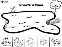 a printable worksheet for children to learn how to make a pond