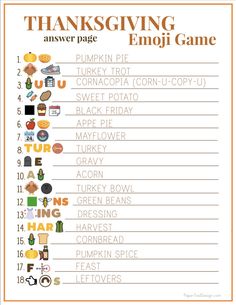 thanksgiving dinner game with the words thanksgiving and pumpkins in different languages, including one for each