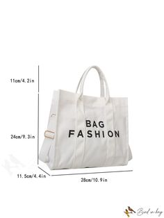 BirdinBag - Personalized White Crossbody & Tote Bag for Students - Perfect for College, High School & Travel Trendy White Large Capacity Box Bag, Casual Large Capacity White Box Bag, Casual White Large Capacity Box Bag, Trendy White Box Bag For Daily Use, Square Shoulder Bag With Letter Print For Shopping, Casual White Handheld Box Bag, Trendy Handheld Canvas Bag For Errands, Trendy Square Bag With Letter Print, White Large Capacity Box Bag For Shopping