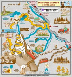 a map of the piket peak railroad scenic drive