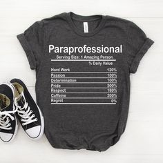 Personalized Paraprofessional Nutrition Facts Shirt - Etsy Boss T Shirt, Bella Canvas Tees, Drummers, Smile On, Lacrosse, Unisex Shirts, Scuba Diving, Tee Design, Lawyer