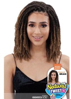 Model Model Glance Braid Natural Twist * Natural Twist  * Glance Braid * Synthetiuc  * Crochet * Pre-looped Natural Twist, Natural Twists, Off Black, Medium Brown, Jet Black, Braids, Twist, Crochet, Plaits