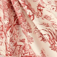 a red and white toiler print fabric