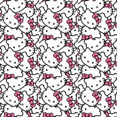 hello kitty wallpaper with many pink and white kittens on the bottom right corner