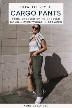 Olive Green Cargo Pants Outfit Casual, Target Cargo Pants Outfit, What To Wear With Army Green Cargo Pants, Cargo Pants Professional Outfit, Cargo Office Outfit, Women's Cargo Pants Outfit, Olive Cargo Joggers Outfit, How To Style Carhartt Pants, Styling Olive Cargo Pants