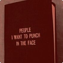 a red book with the words people i want to punch in the face on it