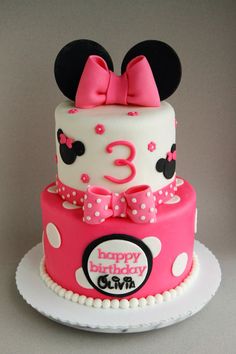 a birthday cake with minnie mouse ears on top