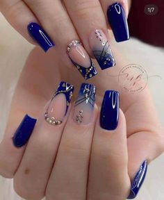 Blue Gold Nails, French Manicures, Sculptured Nails, Cute Simple Nails, Pearl Nails, Pretty Nail Art