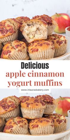 Apple cinnamon yogurt muffins Apple Cinnamon Greek Yogurt Muffins, Yogurt Apple Muffins, Muffin Recipes Yogurt, Apple Yogurt Muffins, Vanilla Yogurt Muffins, Greek Yogurt Apple Muffins, Muffins With Yogurt In Them, Muffins With Cake Mix Boxes, Muffins With Greek Yogurt