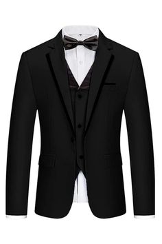 Dreamyannie Black Three Piece Notched Lapel Business Suit for Men Suits Wedding, Fancy Suit, Pieces Men, Wedding Suits Groom, Suit For Men, Business Suits, Pink Homecoming Dress