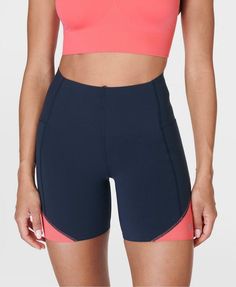 Our high-waisted workout shorts designed for extra support and coverage. Stretchy fabric is sweat-wicking and quick-drying. Super high-waisted, bum-sculpting design with two side pockets. Bonded waistband for extra compression and flattering seamlines for a streamlined look. Perfect for gym workouts and studio classes. Inseam length: 15cm / 6". Model wears size S and is 178cm/5'10" tall. Style Code: SB9313Colour: Navy Blue Waist Workout, Running Leggings, Yoga Shop, Gym Yoga, Sweaty Betty, Yoga Shorts, Clothes Shop, Designer Shorts, Skorts