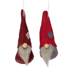 Set of 2 Christmas gnome ornaments. Gnomes are dressed in burgundy, red and gray. Comes ready to hang on matching strings Bulbous Nose, Santa Gnomes, Holiday Gnomes, Long Beard, Gnomes Christmas, Santa Gnome, Holiday Trees, Holiday Goodies, Gnome Ornaments