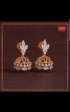 White Stone Jhumkas Gold, White Stone Buttalu Gold, Stone Buttalu Earrings Gold, Small Diamond Jhumkas, Small Jumkas For Daily Use, Diamond Jimikki, 2 Gm Gold Earrings, Diamond Jumkas