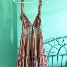 Nwt Free People Dress! Pink Lace Trim Sundress For Summer, Pink Lace Trim Sundress, Pink Sundress With Lace Trim Mini Dress, Pink Lace Trim Summer Mini Dress, Flowy Bohemian Pink Mini Dress, Flowy Pink Bohemian Mini Dress, Pink Mini Dress With Lace Trim, Pink Bohemian Mini Dress For Day Out, Pink Lace Trim Mini Dress For Vacation