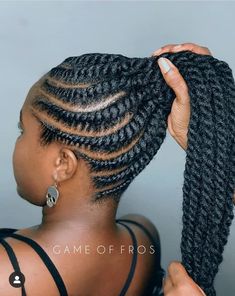 Feed-in flat twist ponytail Vacation Braids, Twist Cornrows, Braiding Hairstyles, Flat Twist Hairstyles, Flat Twist Updo, Twisted Hair, Braided Hairstyles For Black Women Cornrows, Frosé