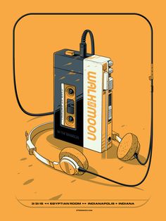 an old cassette player with headphones plugged into it