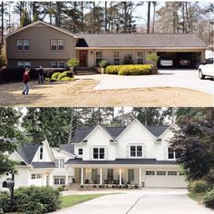 before and after photos of a house in the suburbs