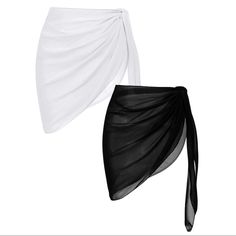 2 Pieces Women Beach Sarongs Sheer Cover Ups Bikini Wrap Skirt. One Black And One White. Perfect For Just About Any Suit. Flowy And A Little Sexy! New With Tags Short Wrap Skirt, Sheer Cover Up, Sarong Wrap, Beach Sarong, Beach Wrap, Bathing Suit Covers, Beach Skirt, Bathing Suit Cover Up, Women Beach