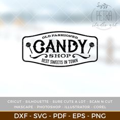 the old fashioned candy shop logo is shown