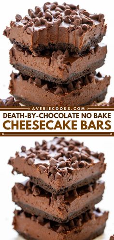 Chocolate No Bake Cheesecake, No Bake Cheesecake Bars, Chocolate No Bake, Chocolate Cheesecake Bars, Candy Creations, Averie Cooks, Easy Chocolate Desserts, Make Ahead Desserts, Dessert Bar Recipe