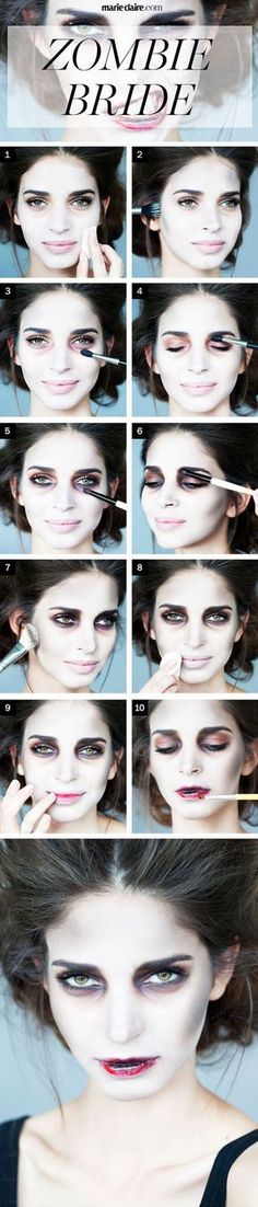 Zombiebraut Makeup Halloween Halloween Zombie Makeup, Make Up Diy, Makeup Zombie, Halloweenský Makeup, Mascaras Halloween, Halloween Makeup Diy, Amazing Halloween Makeup