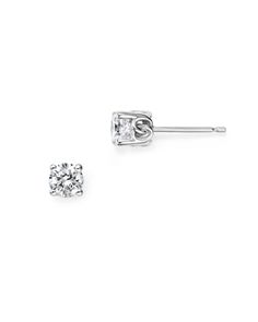 Diamond stud earrings in white gold. Luxury Silver Earrings With Single Diamond, Elegant Platinum Earrings With Single Diamond, Fine Jewelry Silver Earrings With Single Diamond, Formal Silver Earrings With Single Diamond, White Gold Earrings With Single Diamond For Formal Events, Formal White Gold Earrings With Single Diamond, Timeless Platinum Earrings With Single Diamond, Minimalist White Gold Round Cut Earrings, Fine Jewelry White Gold Earrings With Single Diamond