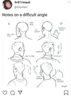 the instructions for how to draw a man's head and neck in different ways