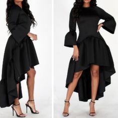 High Low Dress With Bell Sleeves White Midi Sundress, Black High Low Dress, Lace Back Dresses, Floral Embroidery Dress, Dress With Bell Sleeves, Chemise Dress, Floral High Low Dress, Dress Sleeves, Midi Dress Plus Size