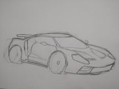 a pencil drawing of a sports car