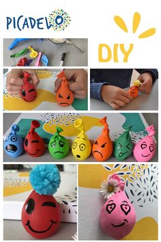 Voici un super DIY d'activités pour enfant à réaliser à la maison : Fabriquer des personnages "Emotions". A partir de ballons de baudruche remplis de farine sur lesquels dessiner des expressions du visage, vos enfants s'amuser autour des émotions - L'image présente des personnes heureux, amoureux avec des coeurs dans les yeux, d'autres en colère ou triste ... Les Emotions, Emotions Activities, Emotional Child, Work Diy, Yoga For Kids, Montessori, Activities For Kids, Kindergarten