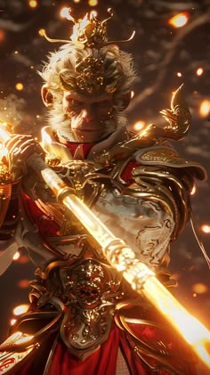 #SunWukong #MonkeyKing #JourneyToTheWest #WhiteRedGoldenArmor #GlowingGoldenStick #UnrealEngine5 #9:16AspectRatio Wushu Kung Fu, Six Eared Macaque, Chinese Literature, Golden Armor