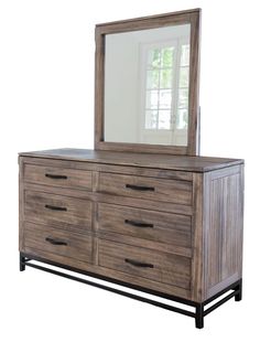 a dresser with a mirror on top of it