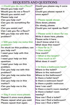 a purple and green poster with words on it that say, request and question questions