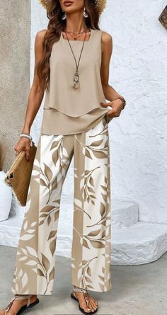 Top With Pants, 60 Fashion, Casual Summer Tops, Summer Fashion Outfits, Casual Top, Two Piece Set, Comfy Casual, Summer Top