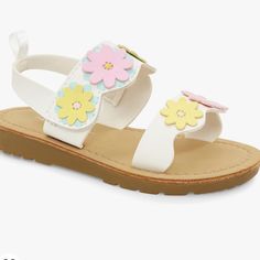 Carter's Girl's Jojo Sandal-Nwt!!! Fun White Sandals For Summer, Playful White Non-slip Sandals, Playful Non-slip White Sandals, Playful White Flat Sandals, Playful Spring Sandals, Fun Yellow Non-slip Sandals, Fun Non-slip Sandals For Spring, Cute Yellow Open Toe Sandals, Playful Yellow Sandals For The Beach