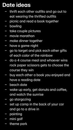 Alphabet Dating, Things To Do With Your Boyfriend, Fun Date Ideas, Freetime Activities, Creative Date Night Ideas, Dream Dates, Romantic Date Night Ideas, Creative Dates, Couple Activities