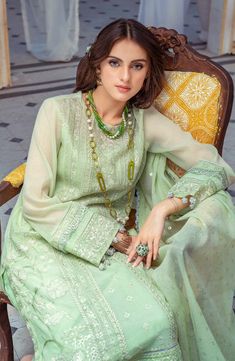 Detailing: Embroidery, Threads, Floral details, LaceworkColor: GreenFabric: Cotton net, Grip Design: Embroidered, Embellished Event: Festive, Party wear Salwar Kameez Pakistani, Chiffon Collection, Net Dupatta, Silk Slip, Fabric Stores Online, Designer Suits, Pakistani Fashion, Embroidered Shirt, Embroidered Dress