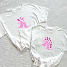 Sorority Big/Little Reveal Tees Never Got The Chance To Wear These Sadly They Came In Too Late The Cutest Tops To Wear With Jean Shorts And Cow Girl Boots Both Size Xs/Small Big Little Sweatshirts, Western Big Little Reveal, Country Big Little Reveal, Disney Big Little Reveal, Cowgirl Big Little Reveal, Big Little Shirt Ideas, Cowgirl Sorority Theme, Cute Big Little Reveal Themes, Big Little Reveal Themes Sorority